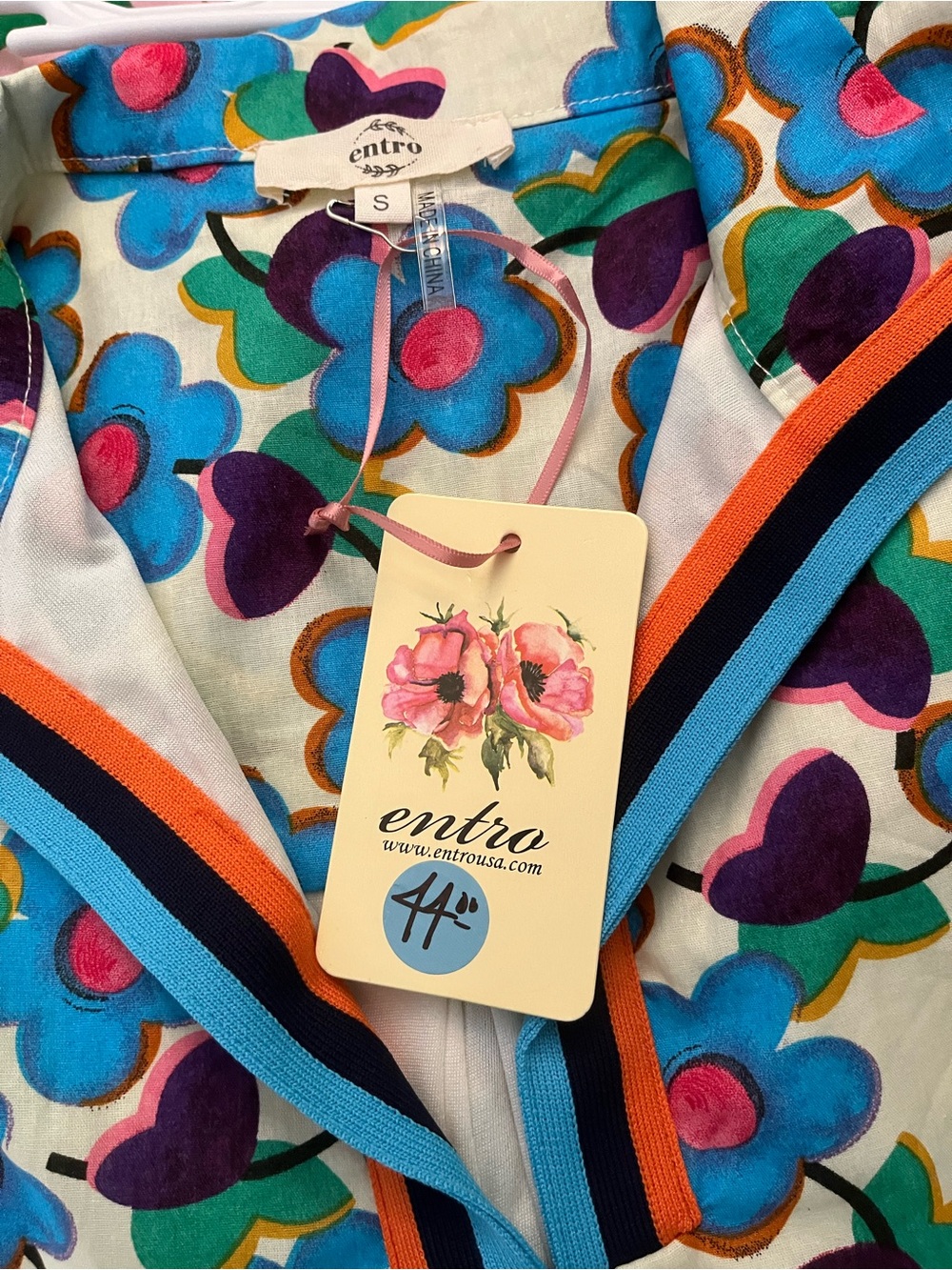 Entro Floral Puff Sleeve Shift Dress – Retro Mod Print with Pockets NWT⭐️ – Sz S - Picture 7 of 8